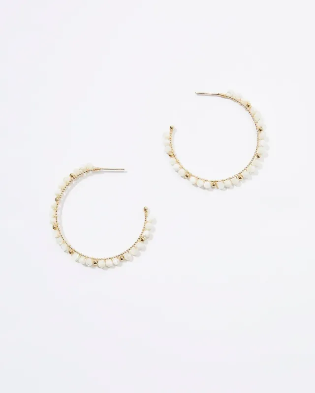 Houma Beaded Pearl Hoop Earrings - Gold/Pearl - SALE sold by Vici