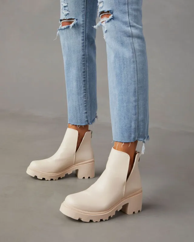 Alameda Slip On Chunky Heeled Booties - Bone sold by Vici
