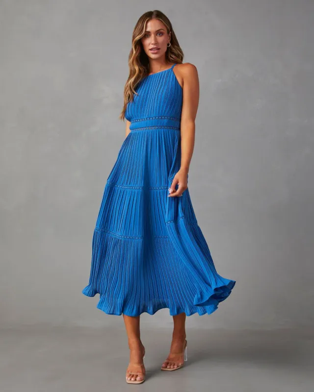 Lucienne Tiered Midi Dress - Blue - SALE sold by Vici
