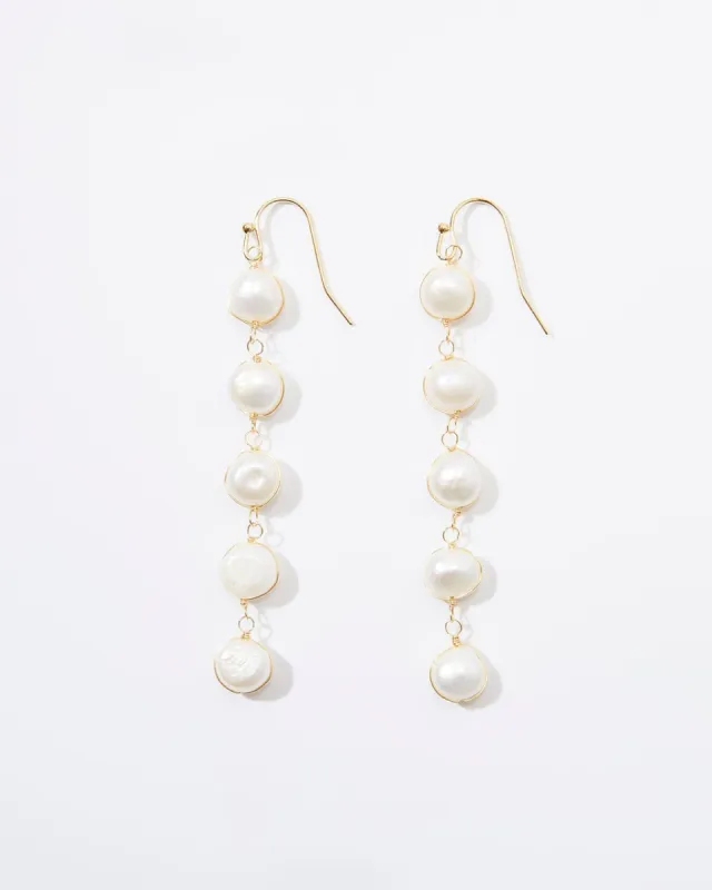 Coral Bay Pearl Drop Earrings - Gold sold by Vici
