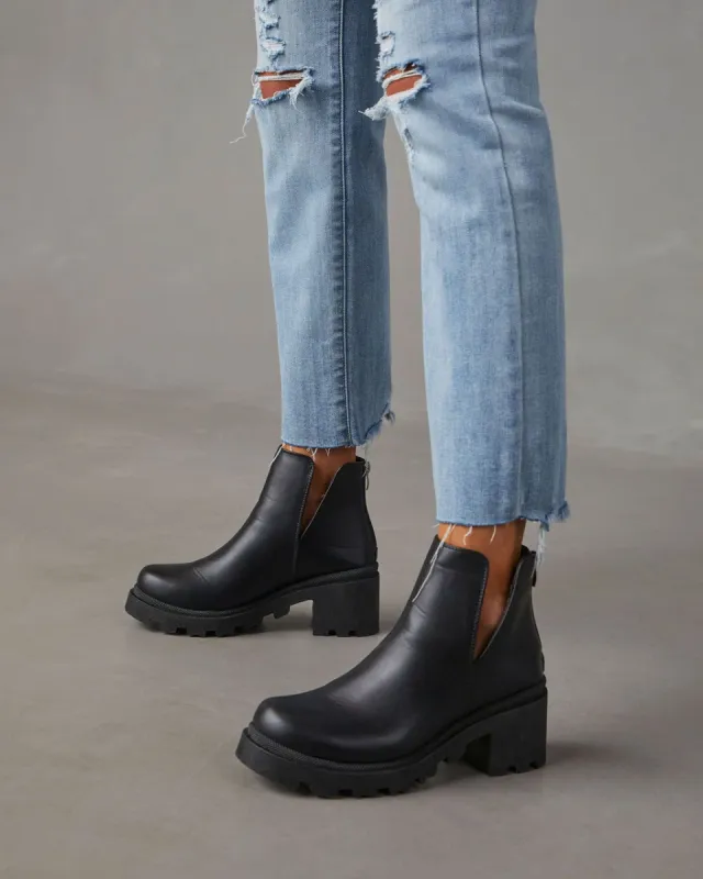 Alameda Slip On Chunky Heeled Booties - Black sold by Vici
