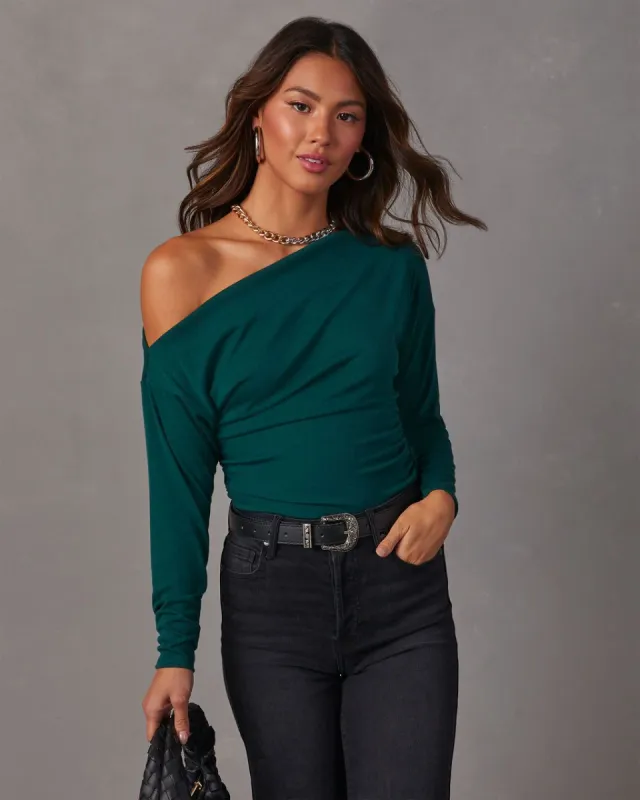 Karina Asymmetrical Crop Top - Hunter Green sold by Vici
