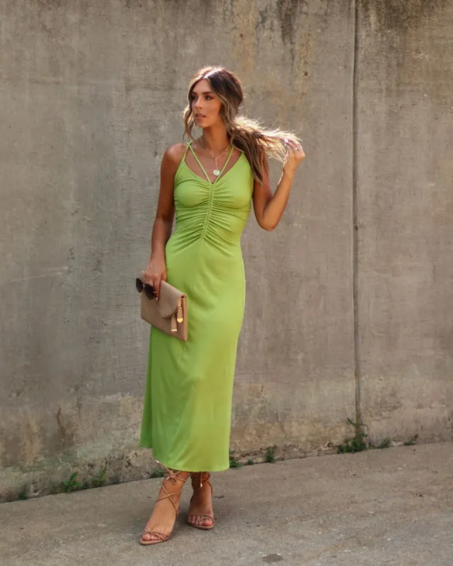 Zya Ruched Midi Dress - Green - FINAL SALE sold by Vici
