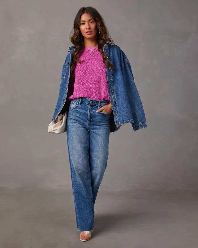 Harrington Crew Neck Pullover Sweater - Berry sold by Vici