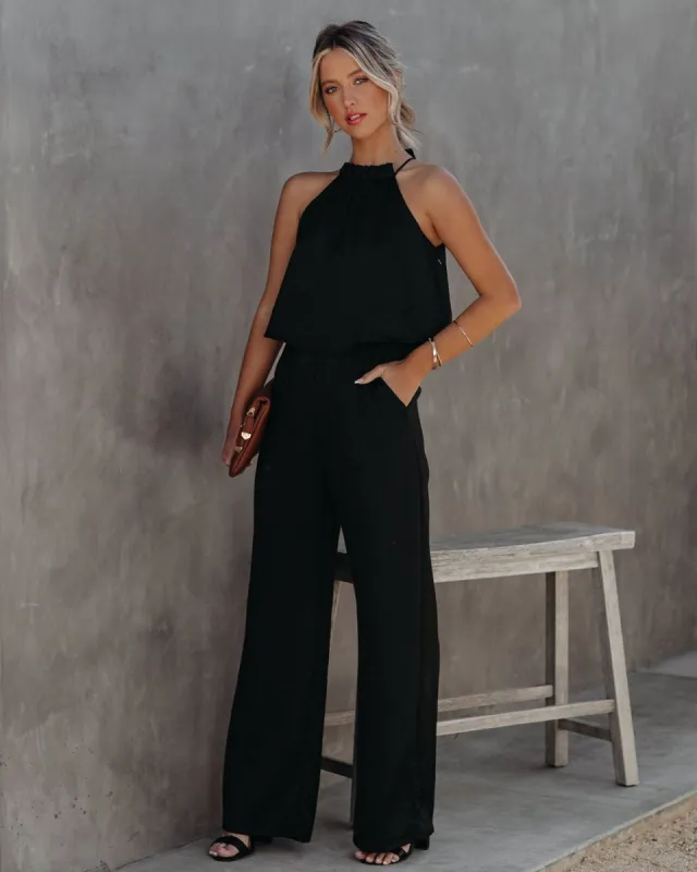Fancied Pocketed Satin Jumpsuit - Black - FINAL SALE sold by Vici