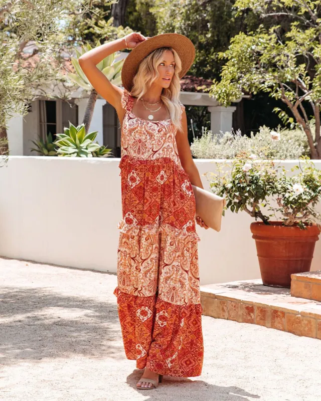 Dominique Paisley Tiered Maxi Dress - FINAL SALE sold by Vici