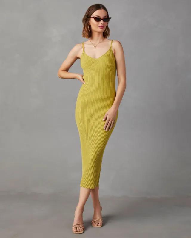 Marleigh Ribbed Knit Bodycon Midi Dress - Green - FINAL SALE sold by Vici