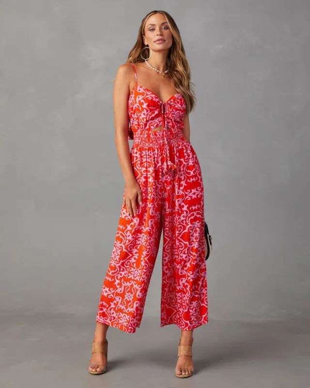 Isla Bella Printed Jumpsuit - Orange/Multi - SALE sold by Vici