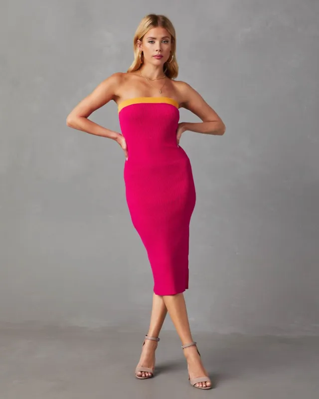 See Me Flourish Strapless Midi Dress - Magenta - FINAL SALE sold by Vici