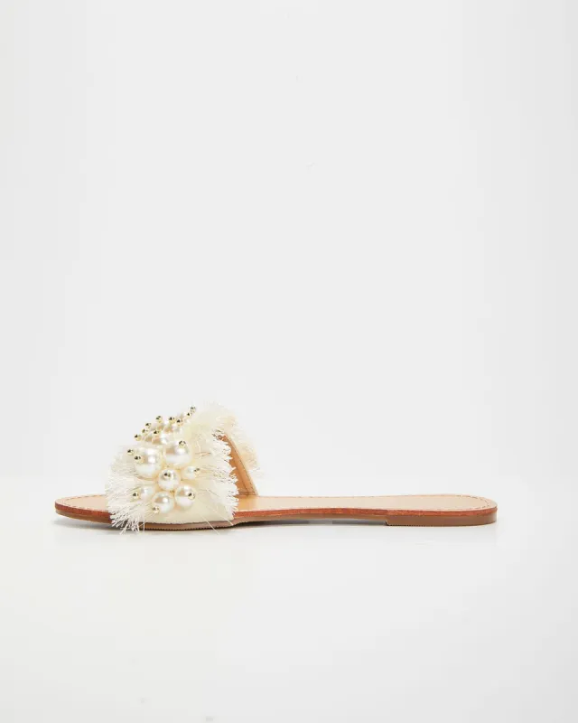 Carys Pearl Embellished Sandals - Ivory - SALE sold by Vici