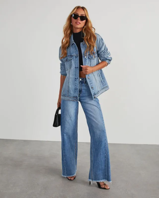 VICI Socialite Wide Leg Side Seam Jeans - Medium Wash sold by Vici