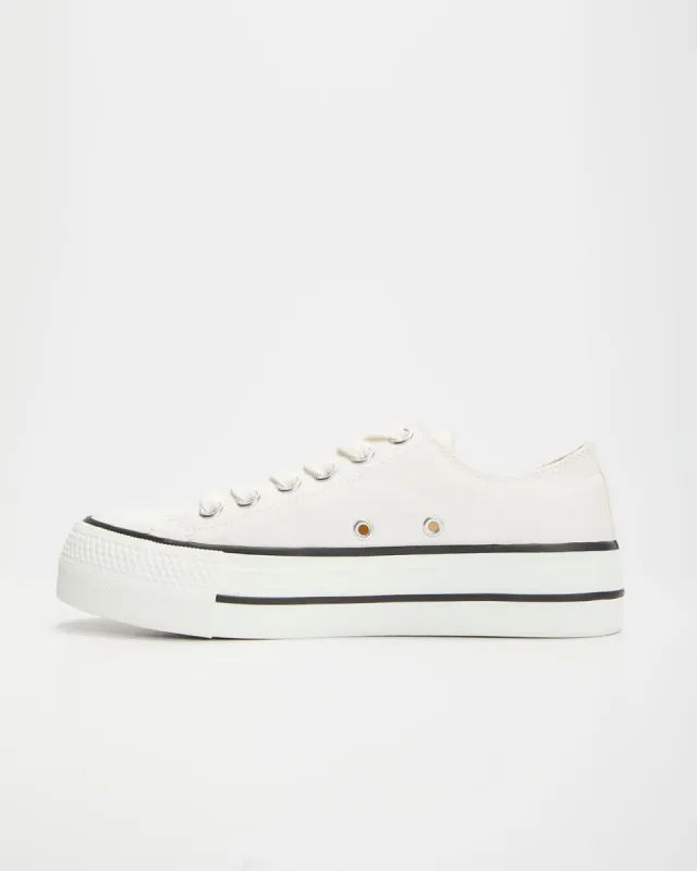 Lizzy Lace Up Sneakers - White sold by Vici