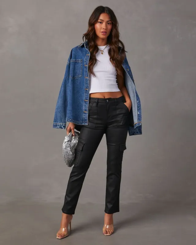 VICI Conquer High Rise Coated Skinny Jeans - Black sold by Vici