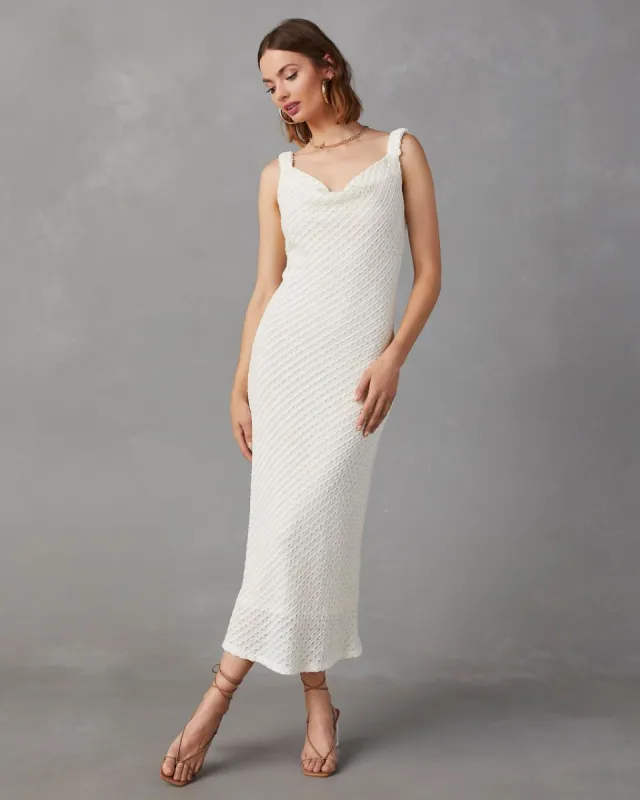 Cordera Textured Cowl Neck Midi Dress - Cream - FINAL SALE sold by Vici