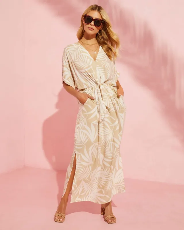 Sand And Sea Wrap Midi Dress - Cream/Beige - SALE made by Vici