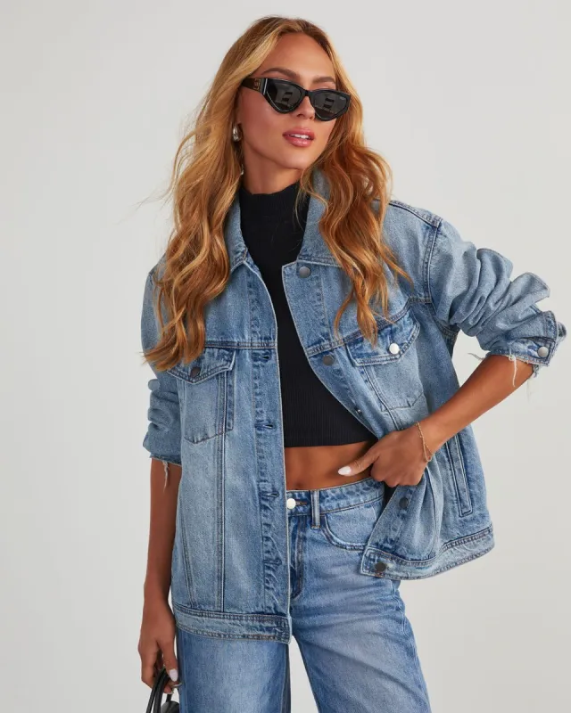 VICI Influencer Oversized Denim Jacket - Vintage Wash sold by Vici
