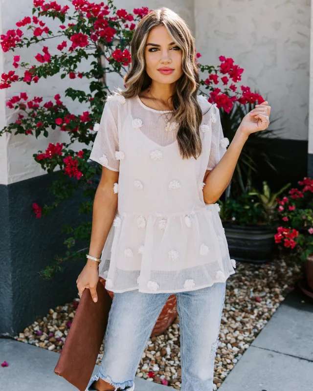 Pom Pom Short Sleeve Peplum Top - LAST CHANCE sold by Vici