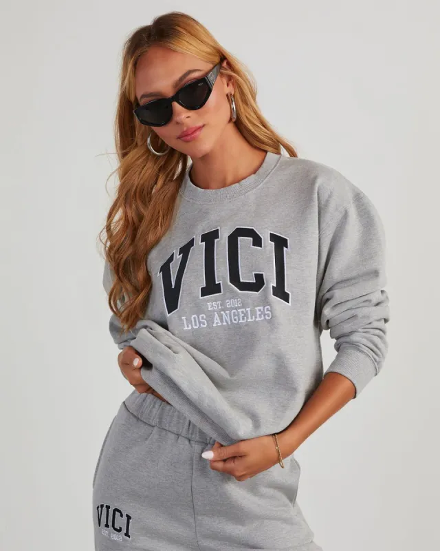 VICI Logo Crew Neck Sweatshirt - Heather Grey sold by Vici