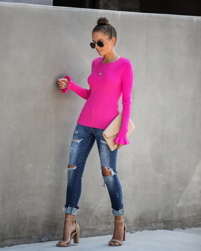 Mirabella Ruffle Sleeve Knit Top - Pink - FINAL SALE sold by Vici