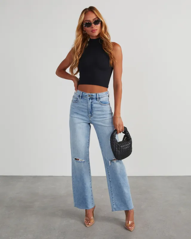 VICI Icon High Rise Straight Jeans - Light Wash sold by Vici