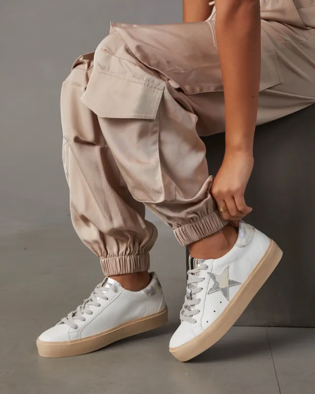 Pixie Star Faux Cow Hide Platform Sneakers sold by Vici