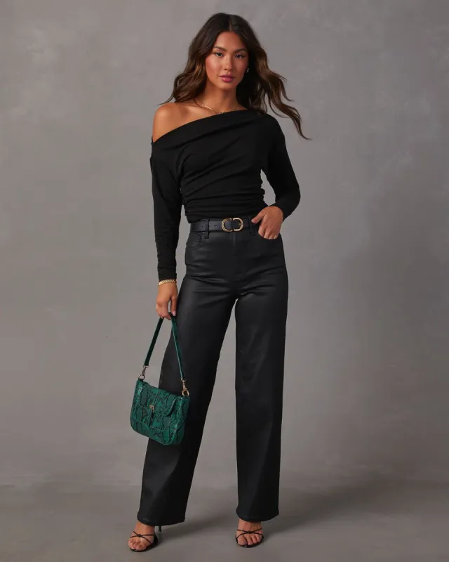 Karina Asymmetrical Crop Top - Black sold by Vici