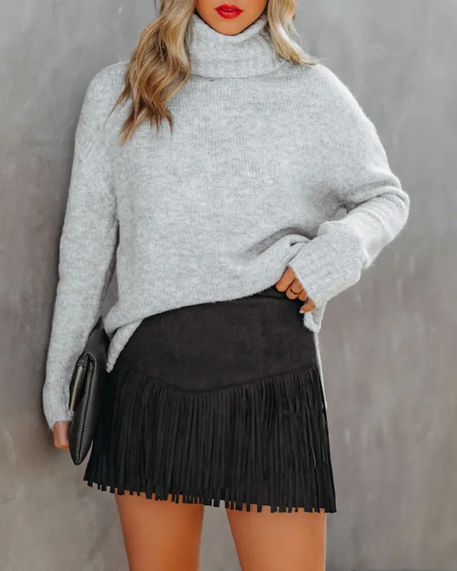 Fearless Faux Suede Fringe Mini Skirt - FINAL SALE sold by Vici