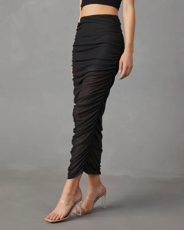 Vietta Ruched Midi Skirt - Black - FINAL SALE sold by Vici