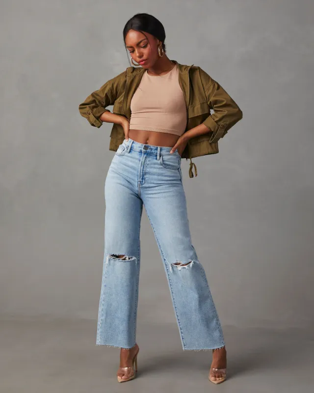 Alec High Rise Distressed Dad Jeans sold by Vici