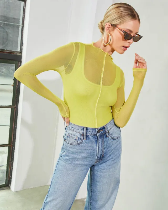 Gustavia Mesh Long Sleeve Top - Lime - FINAL SALE sold by Vici
