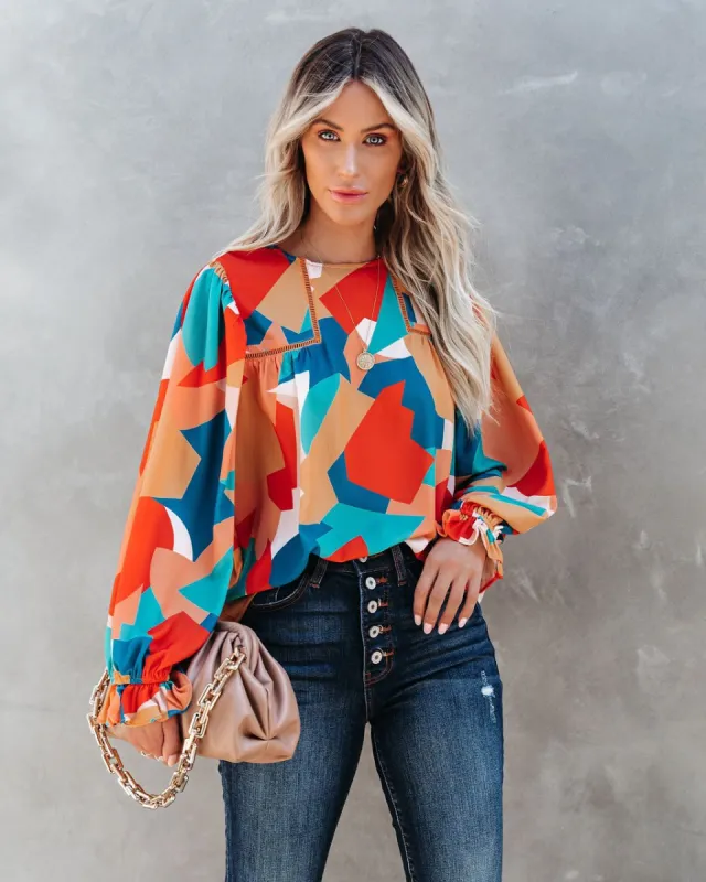 Reed Abstract Print Blouse - FINAL SALE sold by Vici