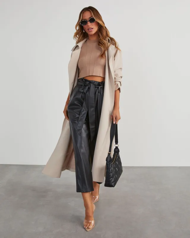 Working It Faux Leather Straight Leg Pants - Black sold by Vici