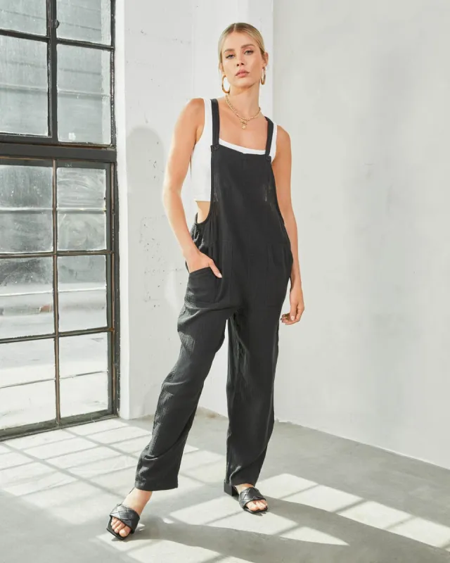 Gwendolyn Pocketed Overalls - Black - FINAL SALE sold by Vici