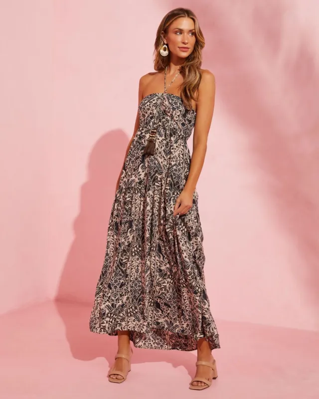 Paradera Printed Halter Maxi Dress - Black/White - SALE sold by Vici