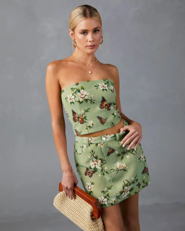 Field Of Butterflies Strapless Crop Top sold by Vici