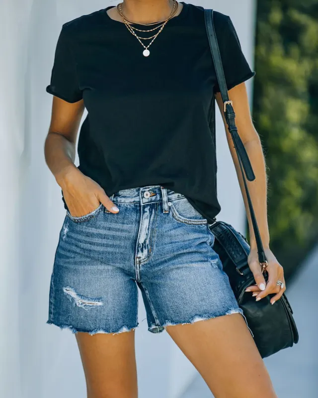 Chabot High Rise Distressed Denim Mom Shorts - FINAL SALE sold by Vici