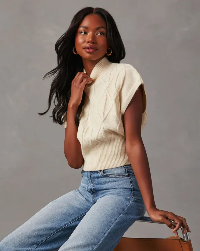 Brasco Turtleneck Sweater Vest - Cream made by Vici