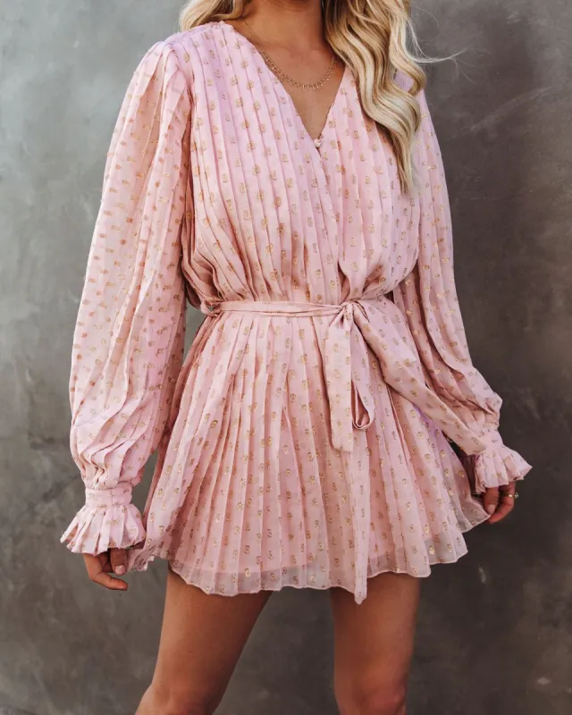 Walking On Sunshine Metallic Pleated Romper - FINAL SALE sold by Vici