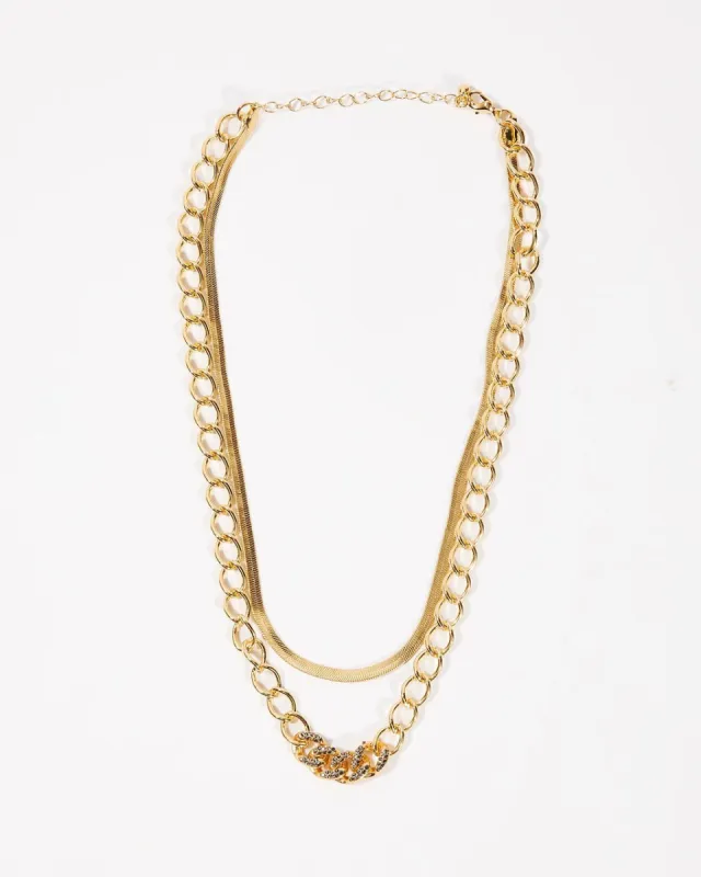 Konrad Layered Chain Necklace - Gold sold by Vici