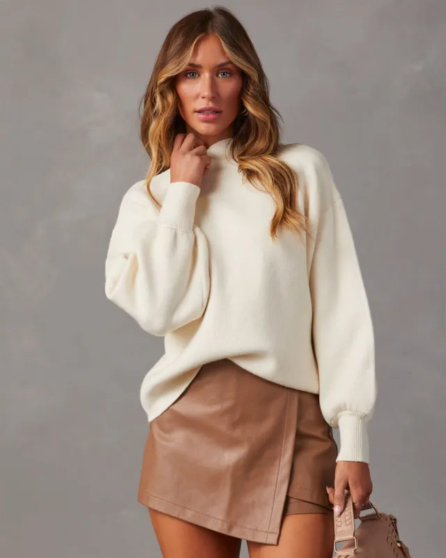 Amsterdam Mock Neck Sweater - Cream sold by Vici