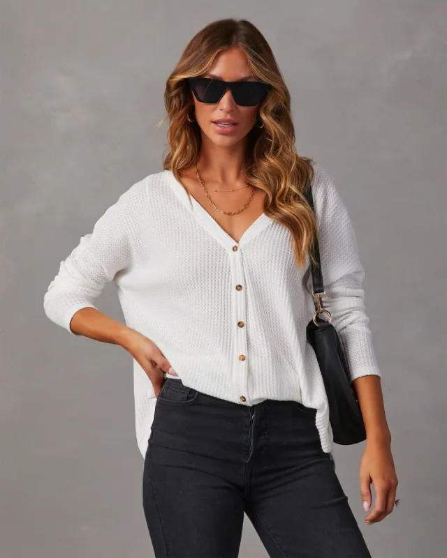 Miriam Button Down Knit Top - White sold by Vici