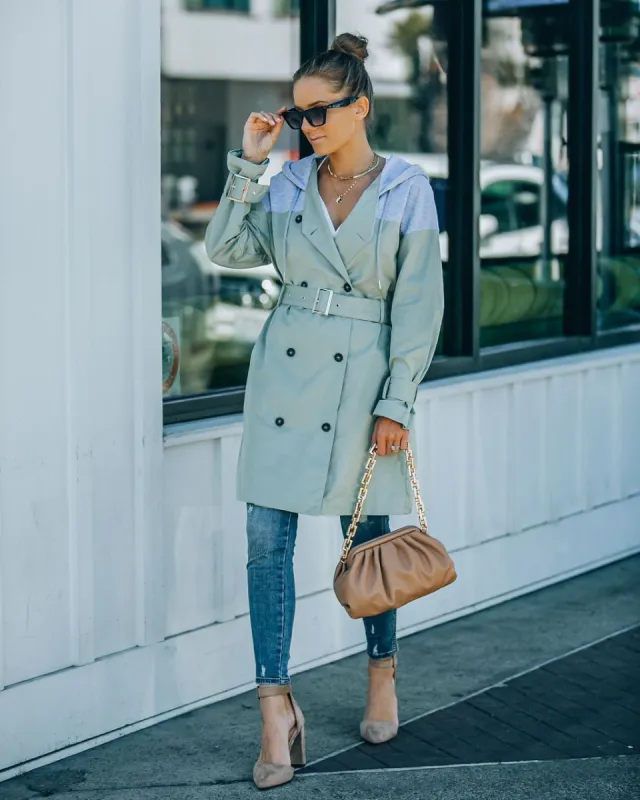 Cleveland Contrast Knit Hooded Trench Coat - FINAL SALE sold by Vici