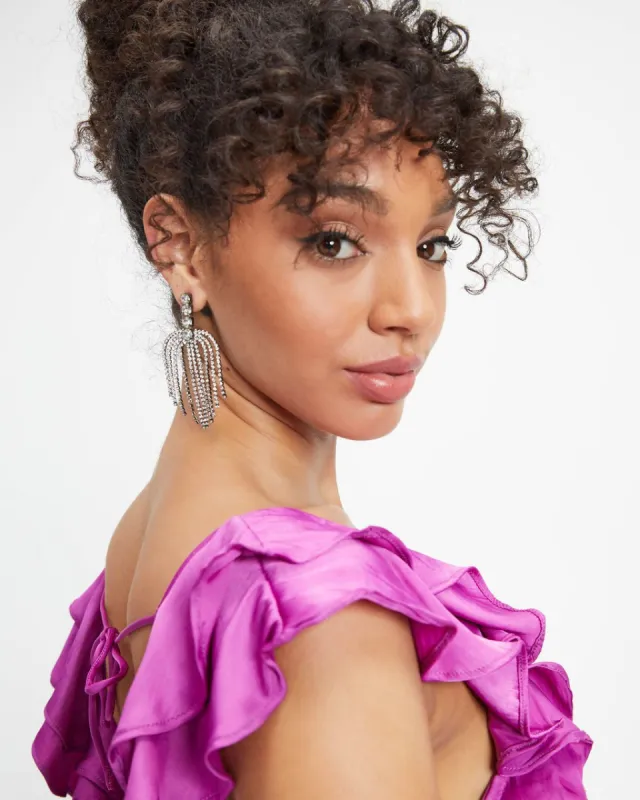 Phantom Chandelier Fringe Drop Earrings - Silver - SALE sold by Vici