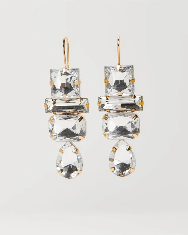 Deco Gem Drop Earrings - Clear sold by Vici