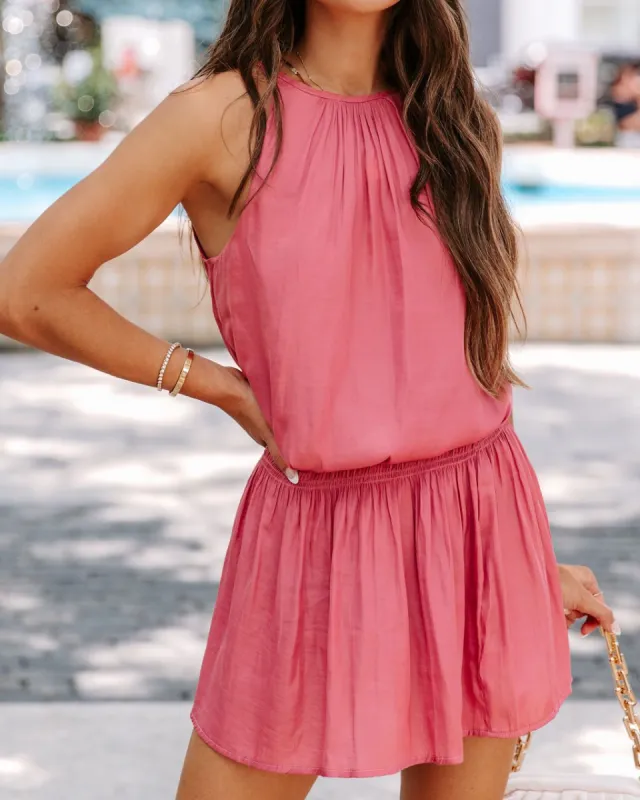 Rose Glow Smocked Satin Mini Dress - SALE sold by Vici