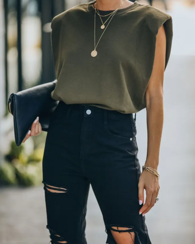 Zoe Padded Muscle Tee - Olive - FINAL SALE sold by Vici