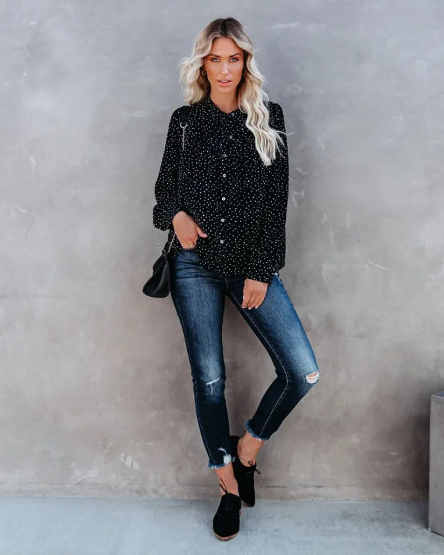 Clock Strikes Midnight Button Down Blouse - FINAL SALE made by Vici