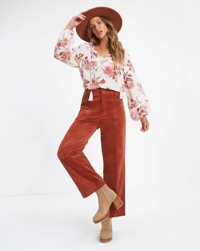 Arden Floral Burnout Velvet Top made by Vici