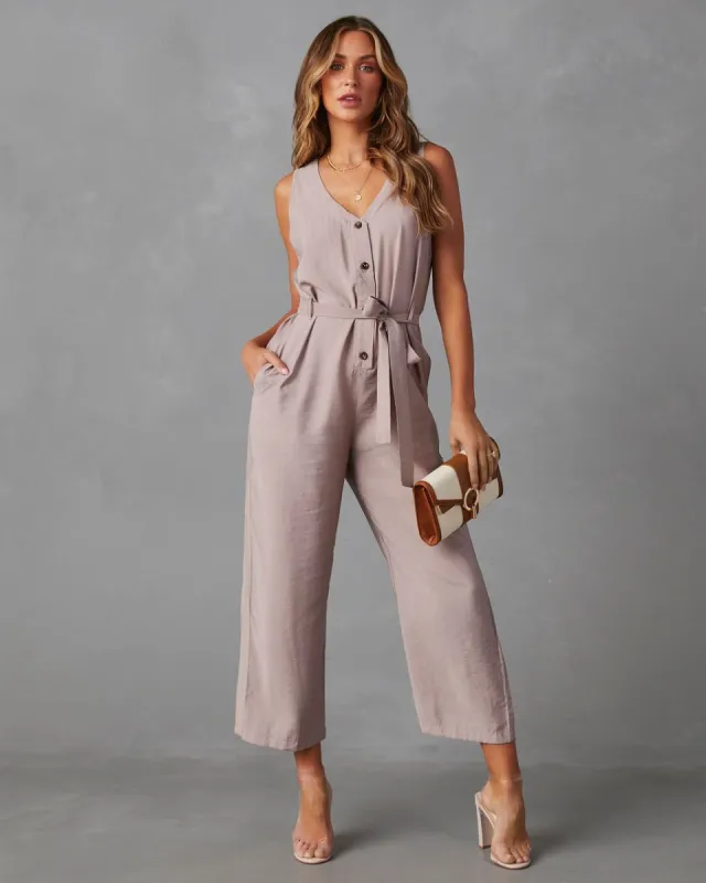 Anisa Sleeveless Waist Tie Jumpsuit sold by Vici
