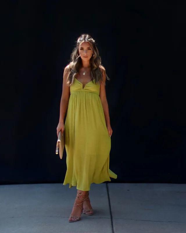 Carmina Pocketed Midi Dress - Lime - SALE sold by Vici